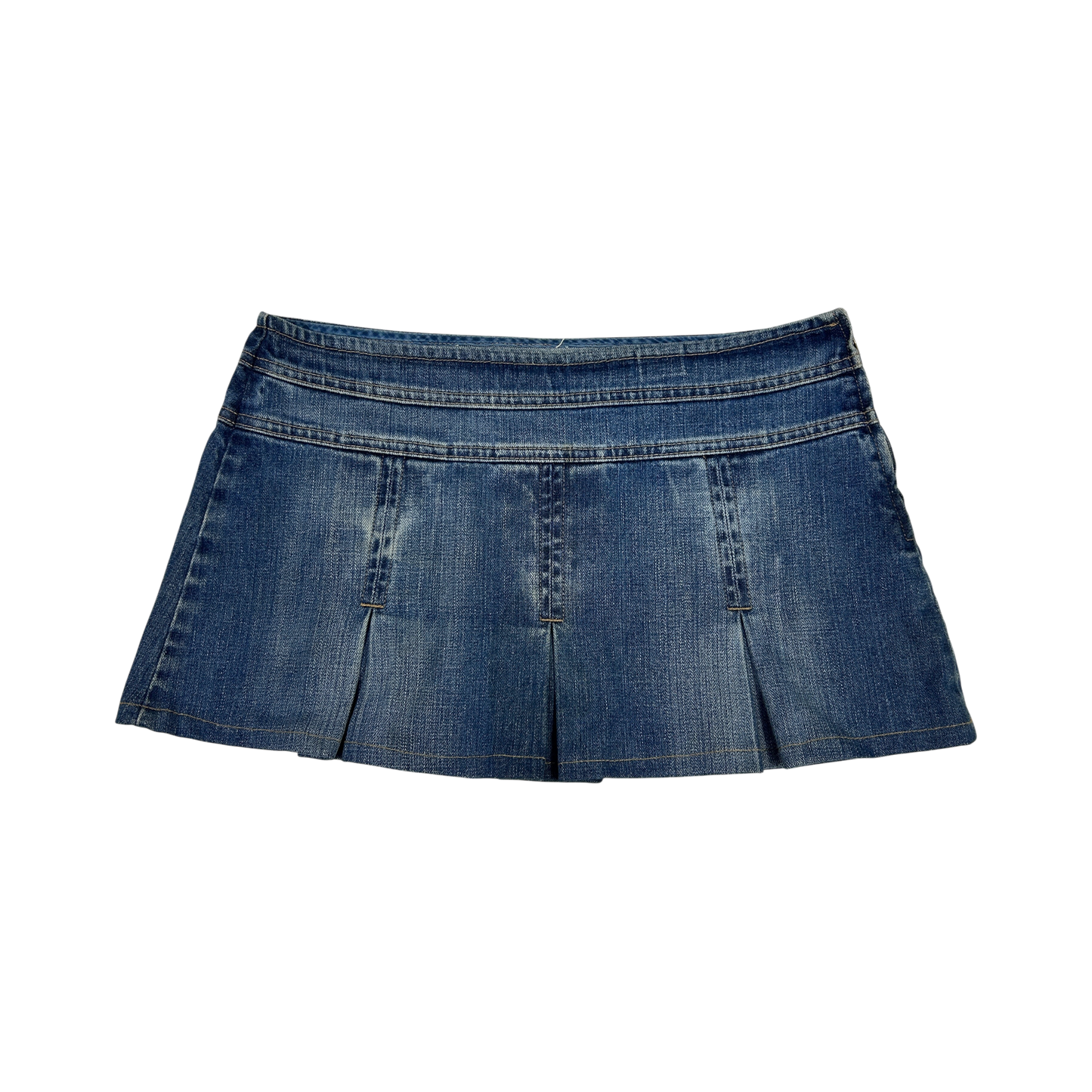 Denim Pleat Mini Skirt - Size M