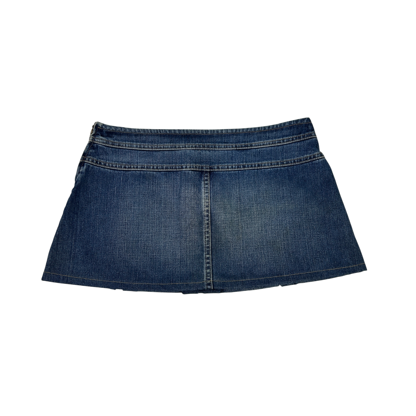 Denim Pleat Mini Skirt - Size M